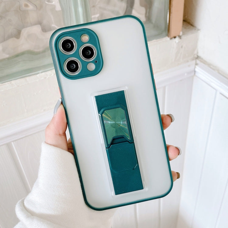 For iPhone 12 Pro Max Translucent Frosted TPU + PC Magnetic Protective Case with Bright Color Invisible Bracket