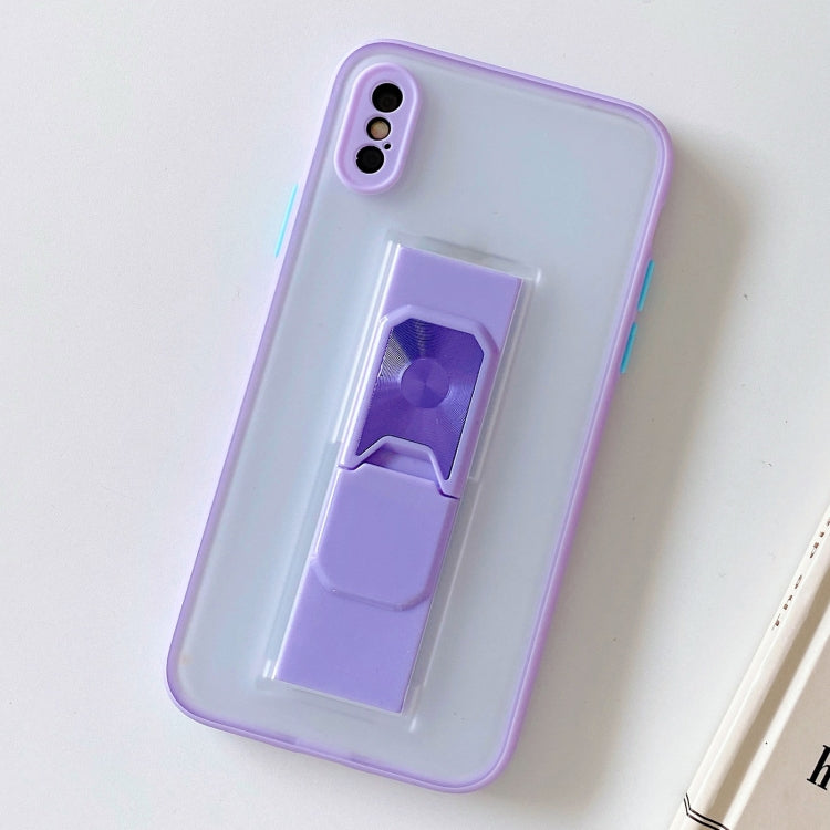 For iPhone X / XS Translucent Frosted TPU + PC Magnetic Protective Case with Bright Color Invisible Bracket