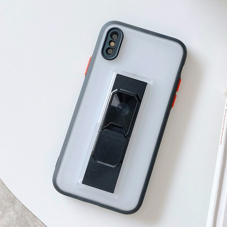 For iPhone X / XS Translucent Frosted TPU + PC Magnetic Protective Case with Bright Color Invisible Bracket