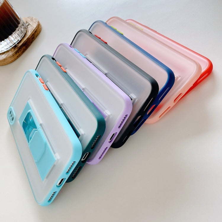For iPhone X / XS Translucent Frosted TPU + PC Magnetic Protective Case with Bright Color Invisible Bracket