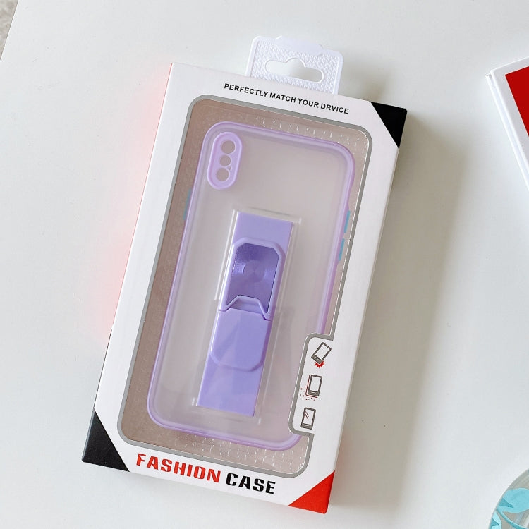 For iPhone X / XS Translucent Frosted TPU + PC Magnetic Protective Case with Bright Color Invisible Bracket