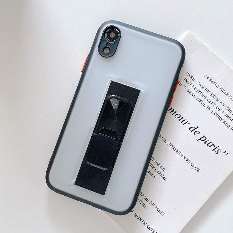 For iPhone XR Translucent Frosted TPU + PC Magnetic Protective Case with Bright Color Invisible Bracket