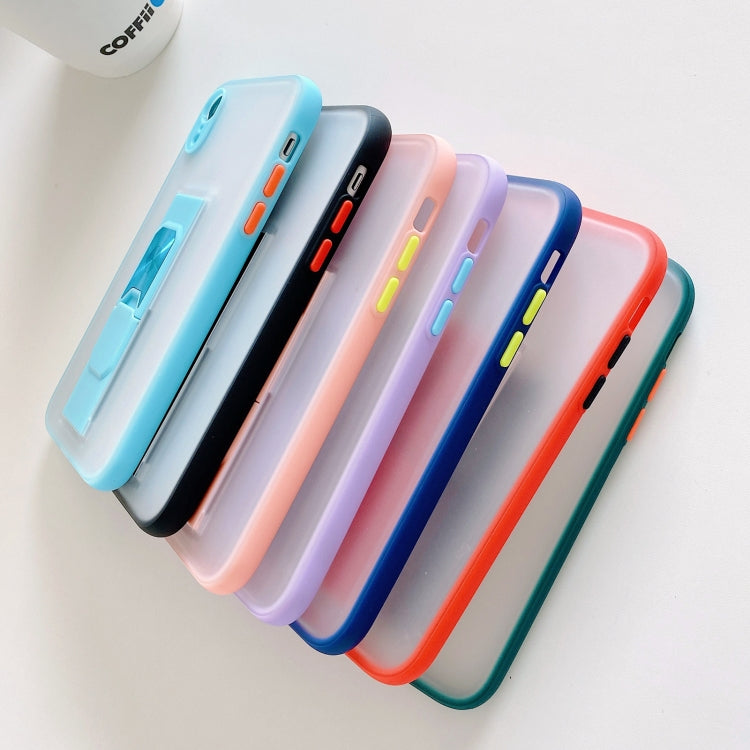 For iPhone XR Translucent Frosted TPU + PC Magnetic Protective Case with Bright Color Invisible Bracket