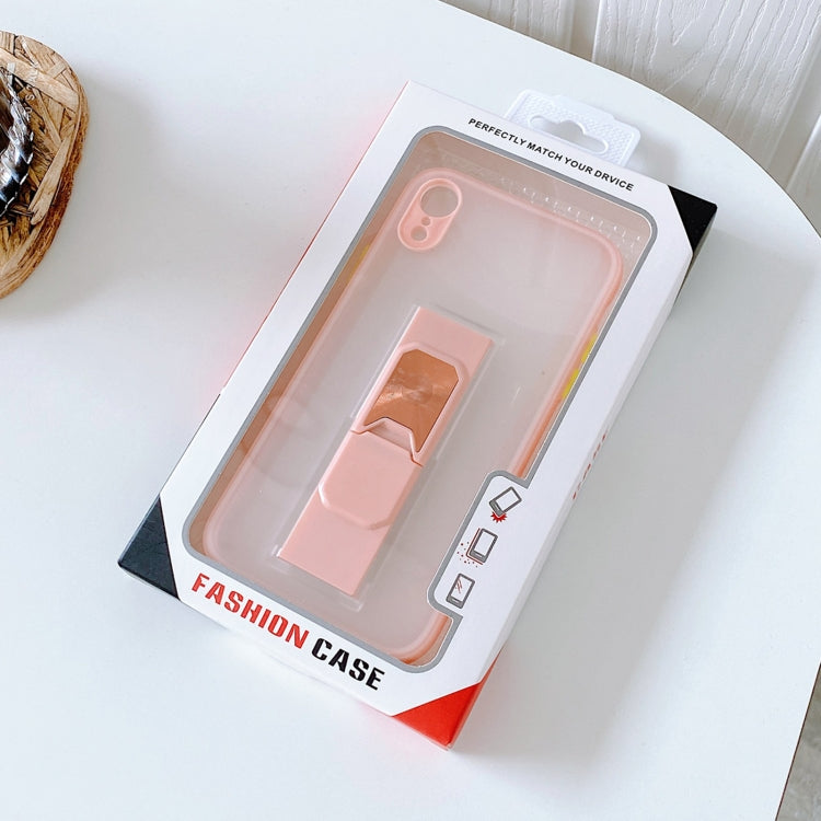 For iPhone XR Translucent Frosted TPU + PC Magnetic Protective Case with Bright Color Invisible Bracket