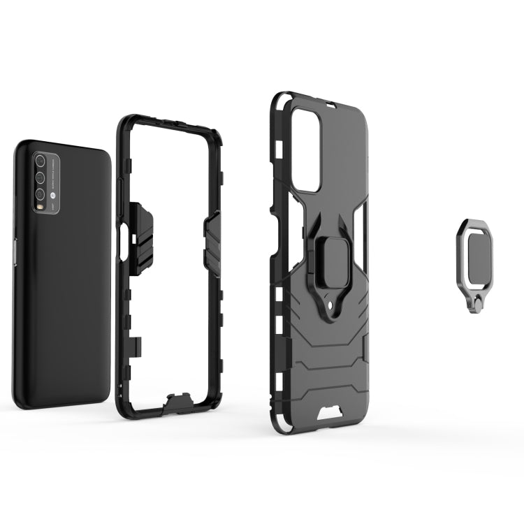 For Xiaomi Redmi Note 9 4G PC + TPU Shockproof Protective Case with Magnetic Ring Holder