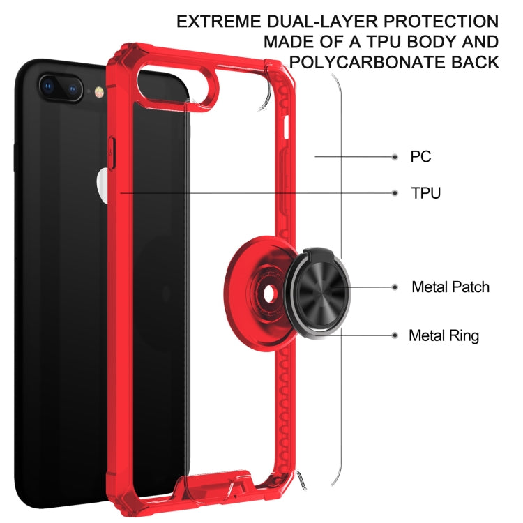 Armor Ring PC + TPU Magnetic Shockproof Protective Case For iPhone 8 Plus / 7 Plus