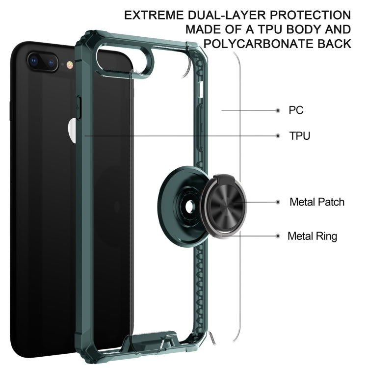 Armor Ring PC + TPU Magnetic Shockproof Protective Case For iPhone 8 Plus / 7 Plus