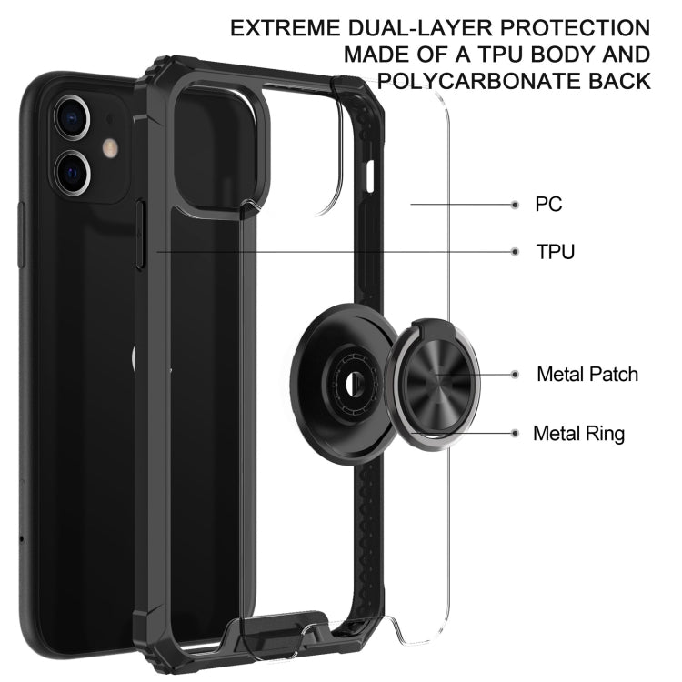 For iPhone 11 Armor Ring PC + TPU Magnetic Shockproof Protective Case