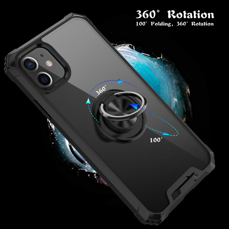 For iPhone 11 Armor Ring PC + TPU Magnetic Shockproof Protective Case