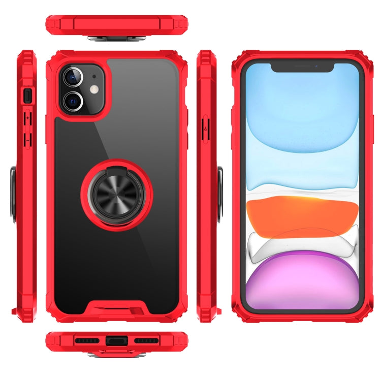 For iPhone 11 Armor Ring PC + TPU Magnetic Shockproof Protective Case