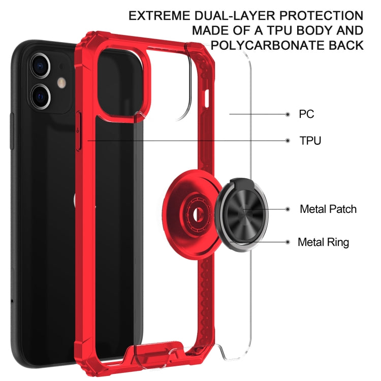 For iPhone 11 Armor Ring PC + TPU Magnetic Shockproof Protective Case