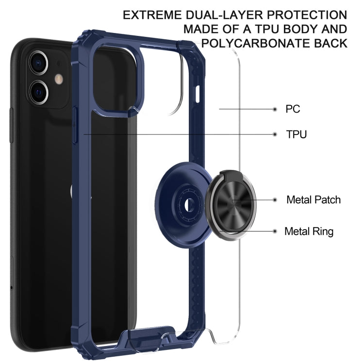 For iPhone 11 Armor Ring PC + TPU Magnetic Shockproof Protective Case