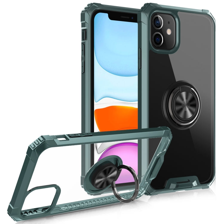 For iPhone 11 Armor Ring PC + TPU Magnetic Shockproof Protective Case