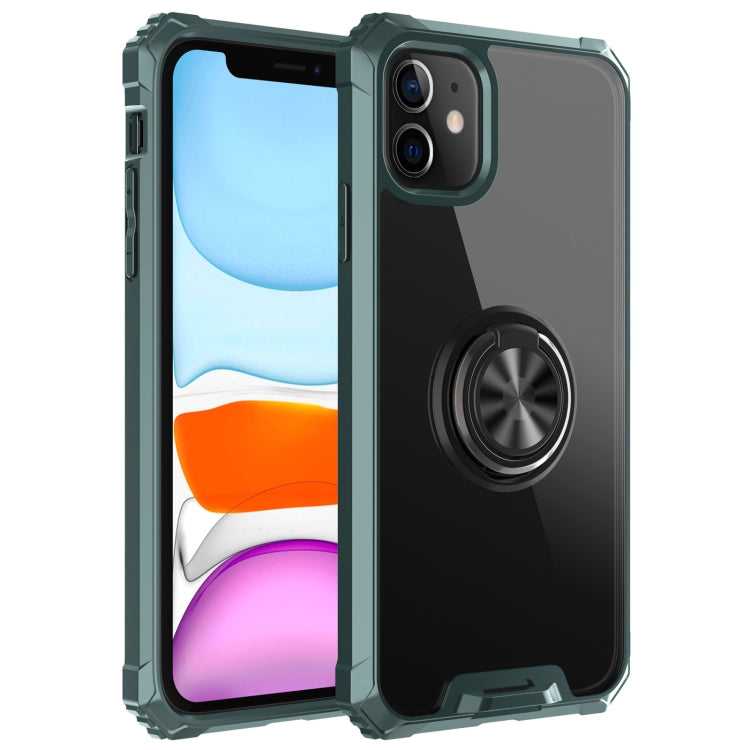 For iPhone 11 Armor Ring PC + TPU Magnetic Shockproof Protective Case