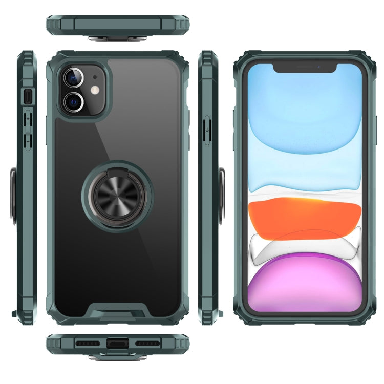 For iPhone 11 Armor Ring PC + TPU Magnetic Shockproof Protective Case