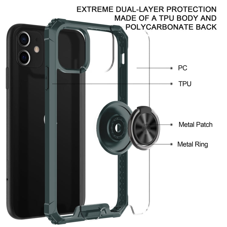 For iPhone 11 Armor Ring PC + TPU Magnetic Shockproof Protective Case