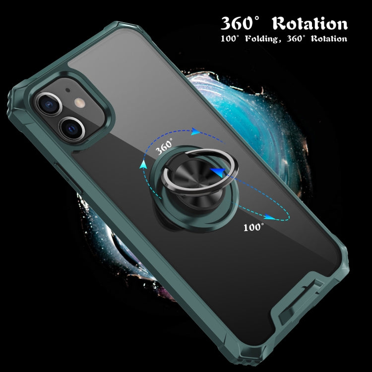 For iPhone 11 Armor Ring PC + TPU Magnetic Shockproof Protective Case