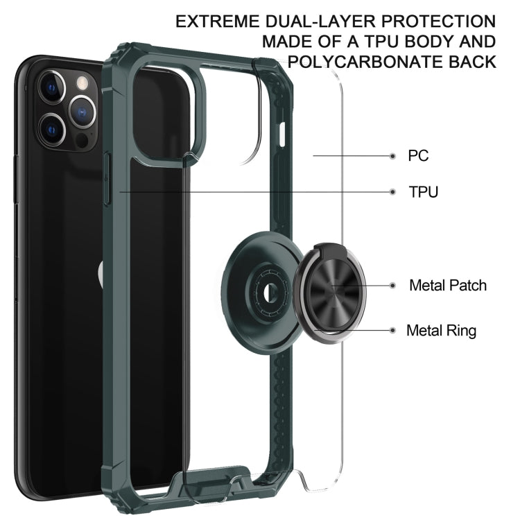 For iPhone 11 Pro Armor Ring PC + TPU Magnetic Shockproof Protective Case