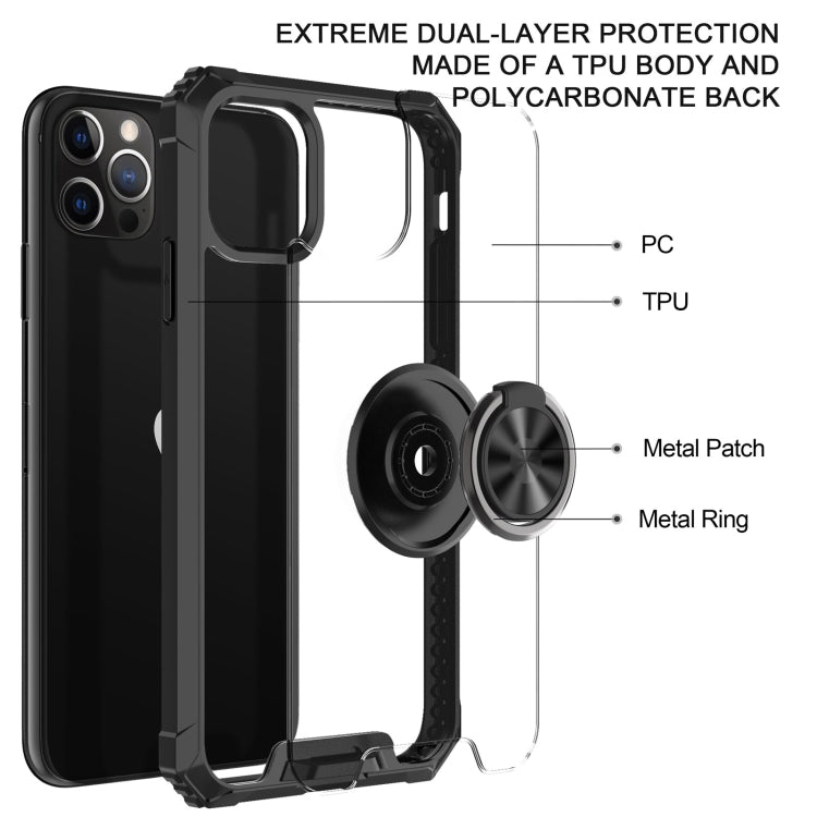 For iPhone 11 Pro Max Armor Ring PC + TPU Magnetic Shockproof Protective Case