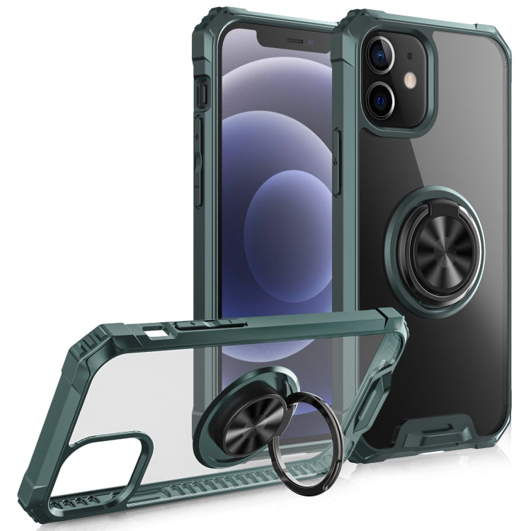 For iPhone 12 mini Armor Ring PC + TPU Magnetic Shockproof Protective Case