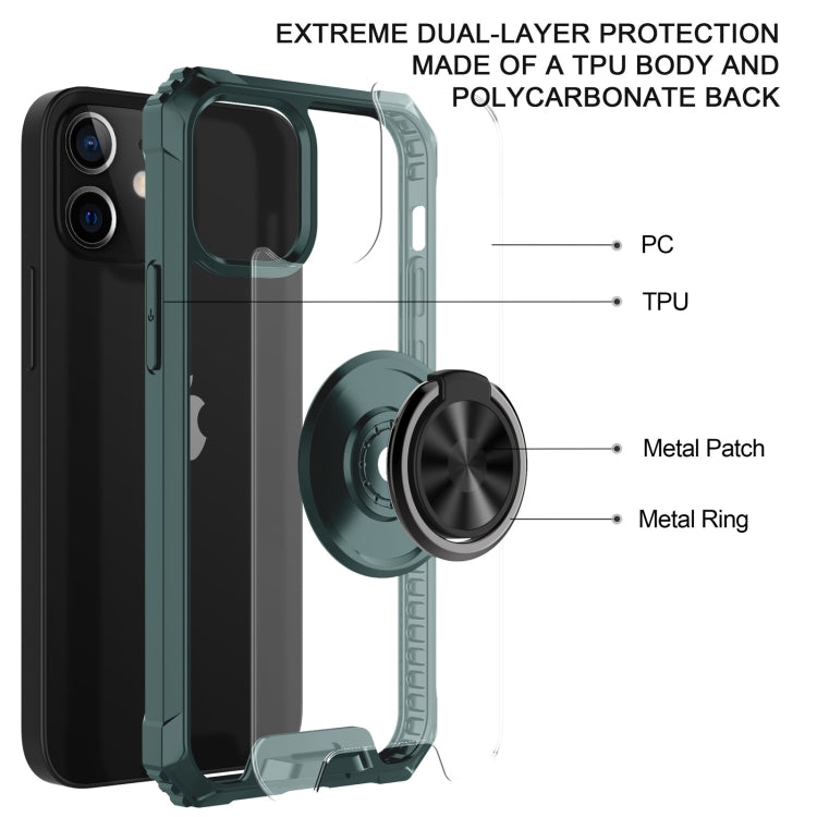 For iPhone 12 mini Armor Ring PC + TPU Magnetic Shockproof Protective Case