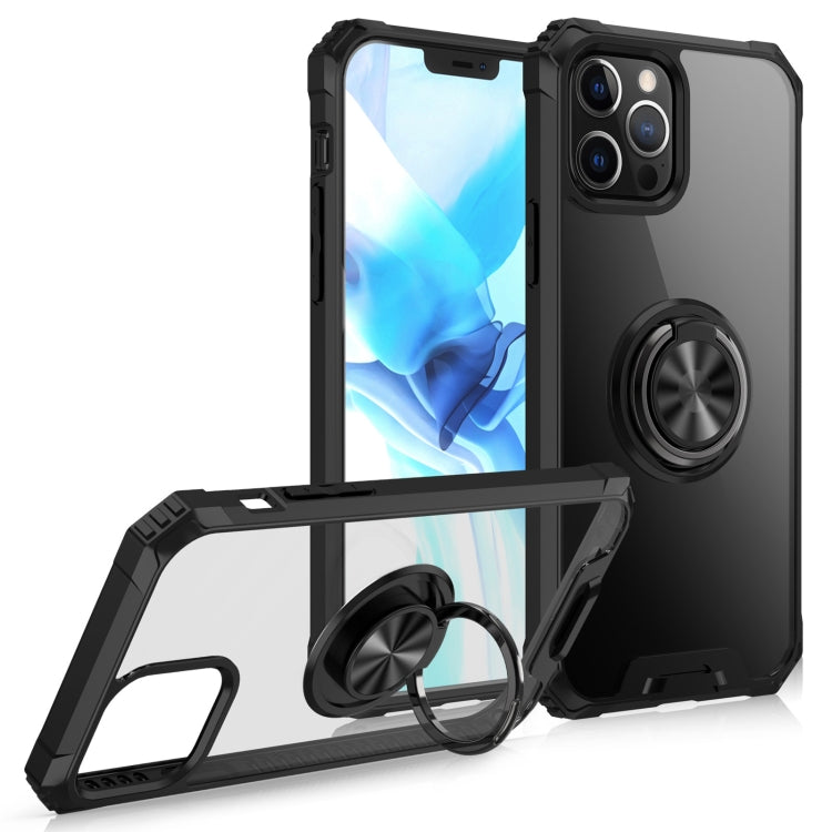 For iPhone 12 / 12 Pro Armor Ring PC + TPU Magnetic Shockproof Protective Case