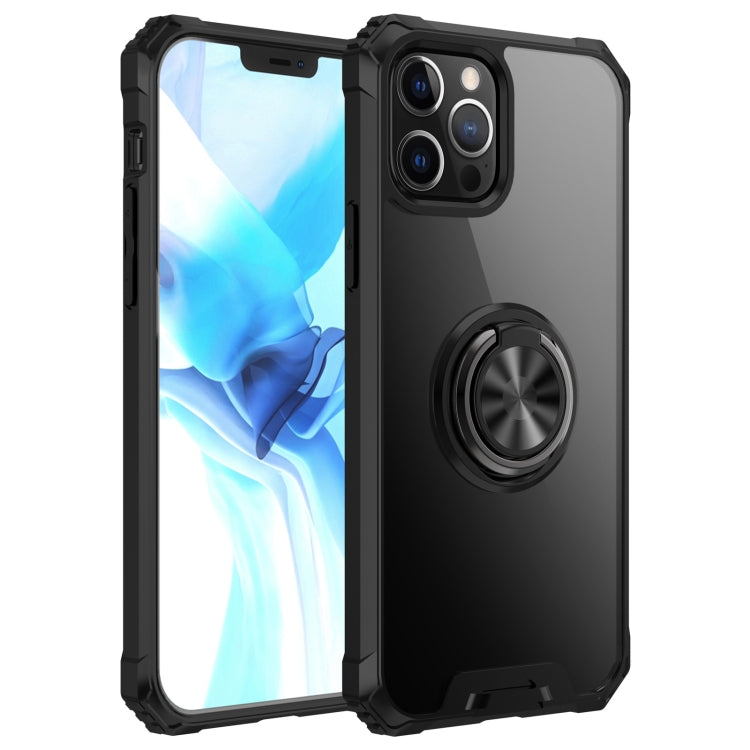 For iPhone 12 / 12 Pro Armor Ring PC + TPU Magnetic Shockproof Protective Case