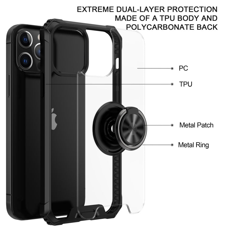 For iPhone 12 / 12 Pro Armor Ring PC + TPU Magnetic Shockproof Protective Case