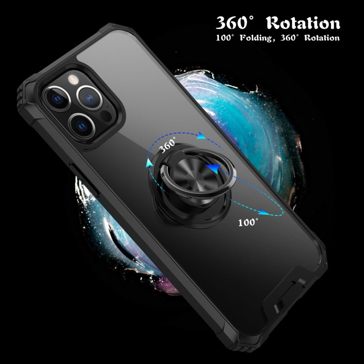 For iPhone 12 / 12 Pro Armor Ring PC + TPU Magnetic Shockproof Protective Case