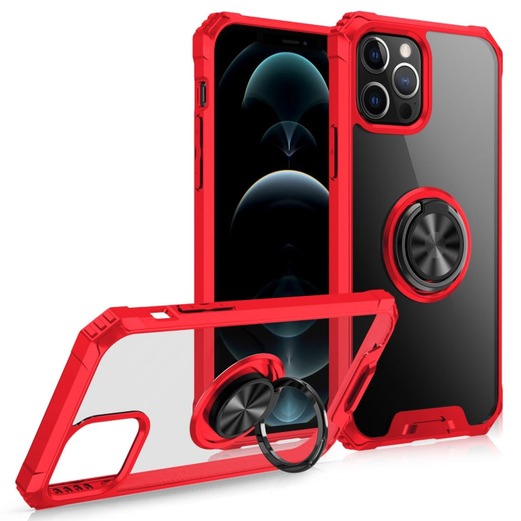 For iPhone 12 / 12 Pro Armor Ring PC + TPU Magnetic Shockproof Protective Case