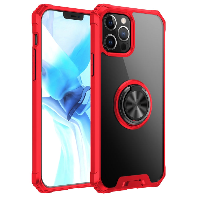 For iPhone 12 / 12 Pro Armor Ring PC + TPU Magnetic Shockproof Protective Case