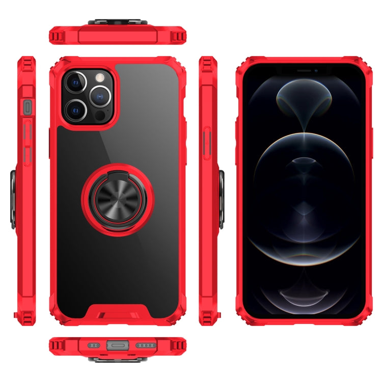 For iPhone 12 / 12 Pro Armor Ring PC + TPU Magnetic Shockproof Protective Case