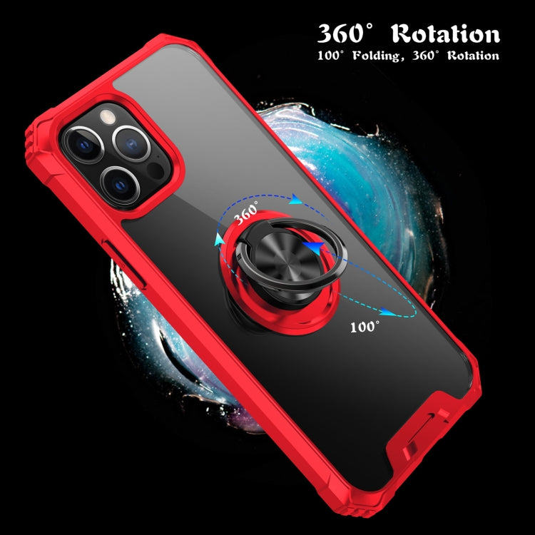 For iPhone 12 / 12 Pro Armor Ring PC + TPU Magnetic Shockproof Protective Case