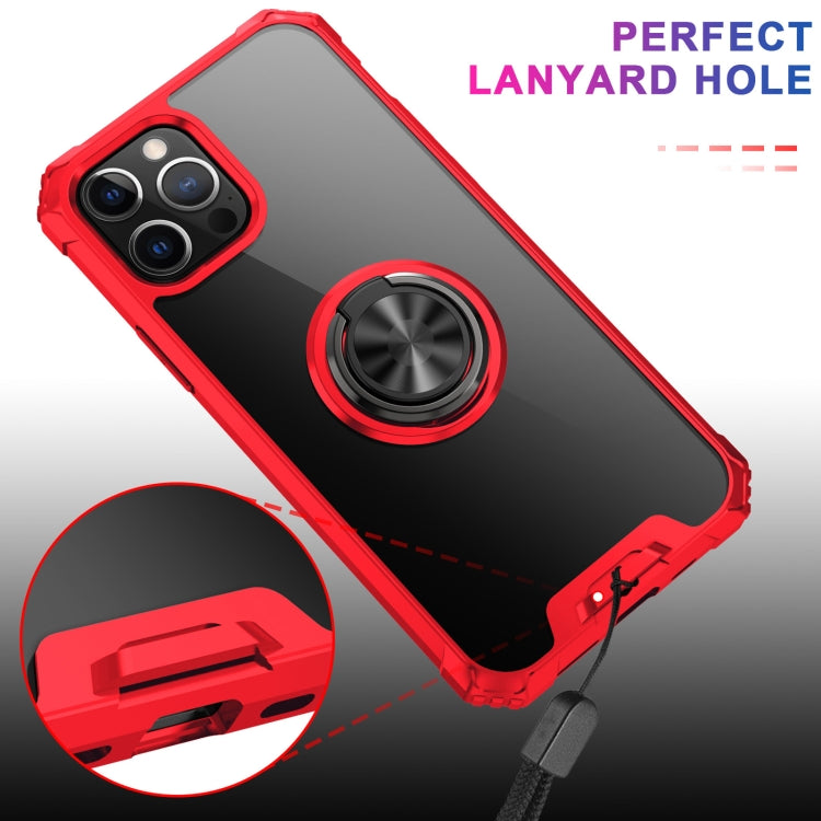For iPhone 12 / 12 Pro Armor Ring PC + TPU Magnetic Shockproof Protective Case