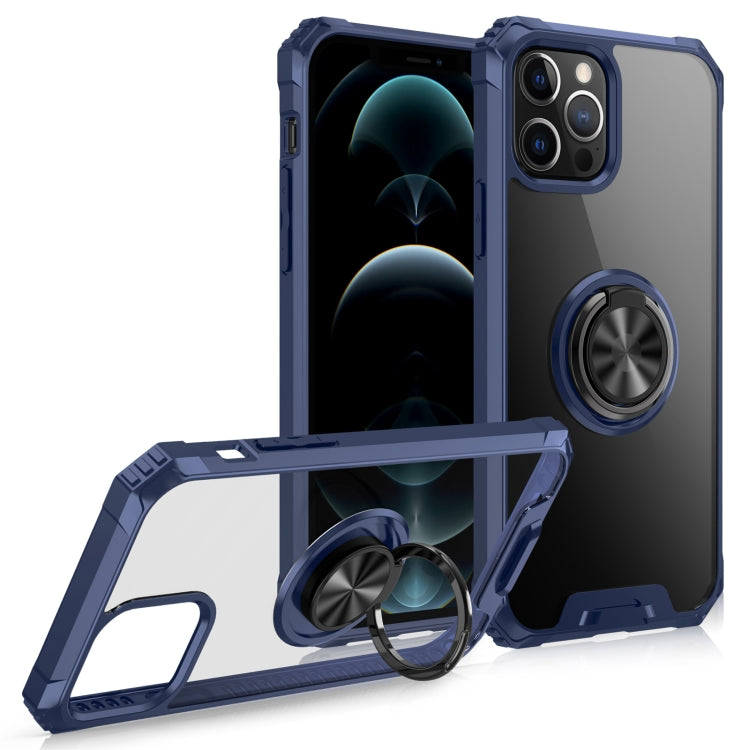 For iPhone 12 / 12 Pro Armor Ring PC + TPU Magnetic Shockproof Protective Case