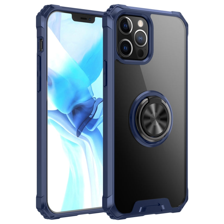 For iPhone 12 / 12 Pro Armor Ring PC + TPU Magnetic Shockproof Protective Case