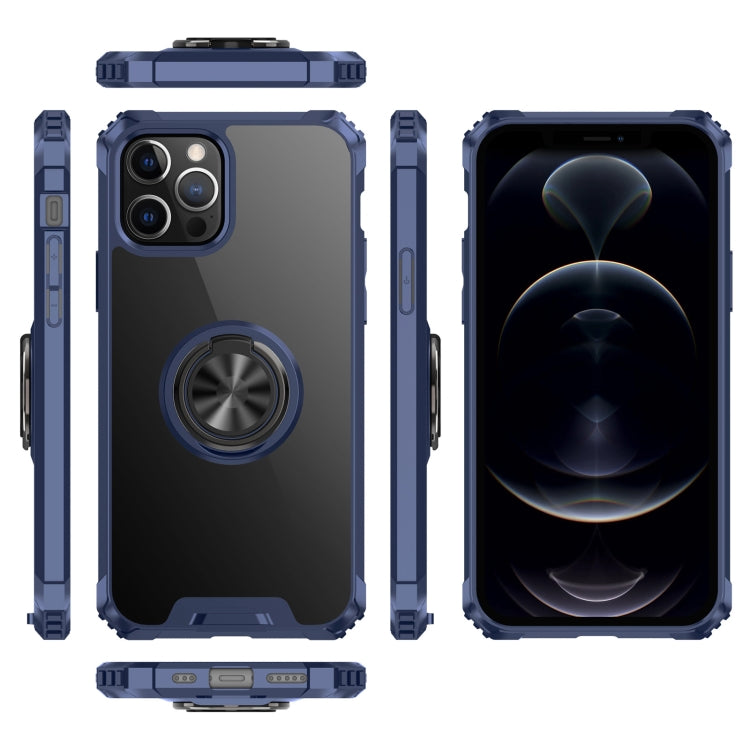 For iPhone 12 / 12 Pro Armor Ring PC + TPU Magnetic Shockproof Protective Case