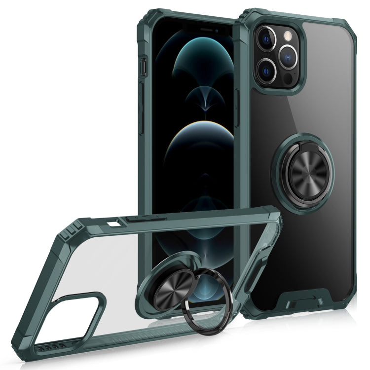 For iPhone 12 / 12 Pro Armor Ring PC + TPU Magnetic Shockproof Protective Case