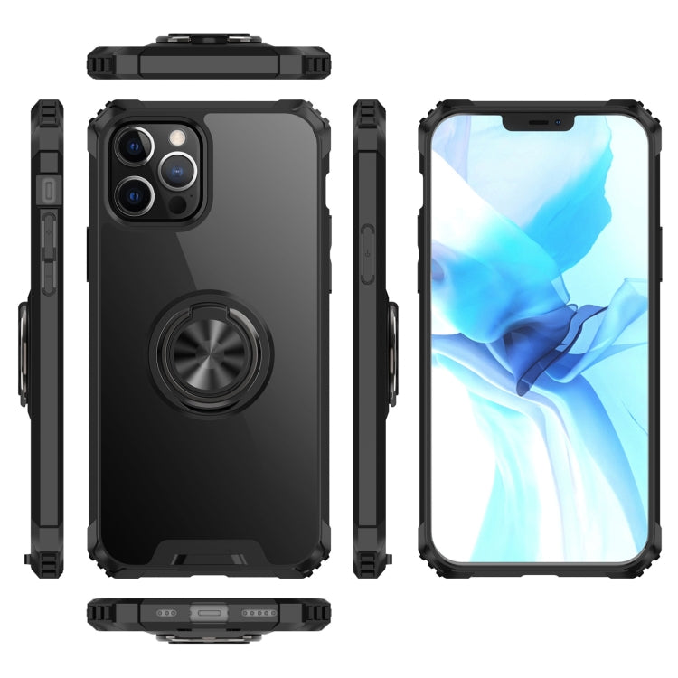 For iPhone 12 Pro Max Armor Ring PC + TPU Magnetic Shockproof Protective Case