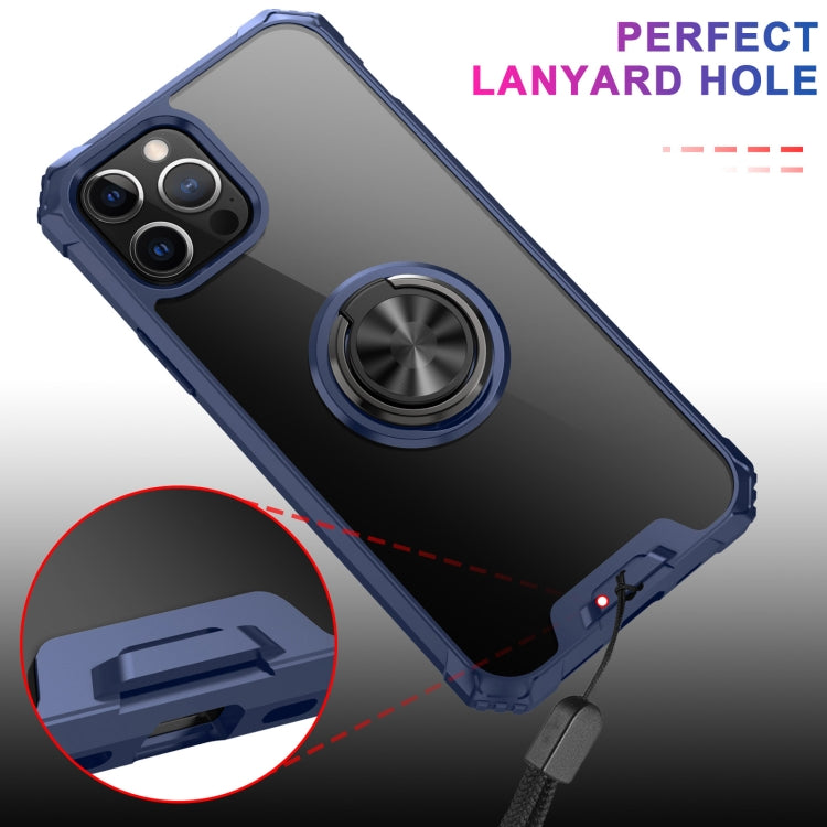 For iPhone 12 Pro Max Armor Ring PC + TPU Magnetic Shockproof Protective Case