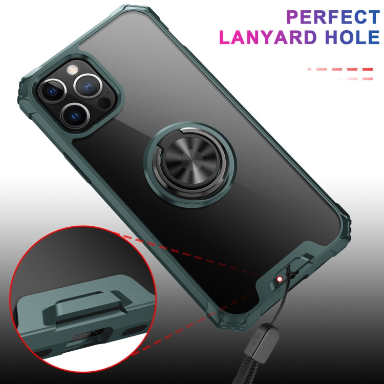 For iPhone 12 Pro Max Armor Ring PC + TPU Magnetic Shockproof Protective Case
