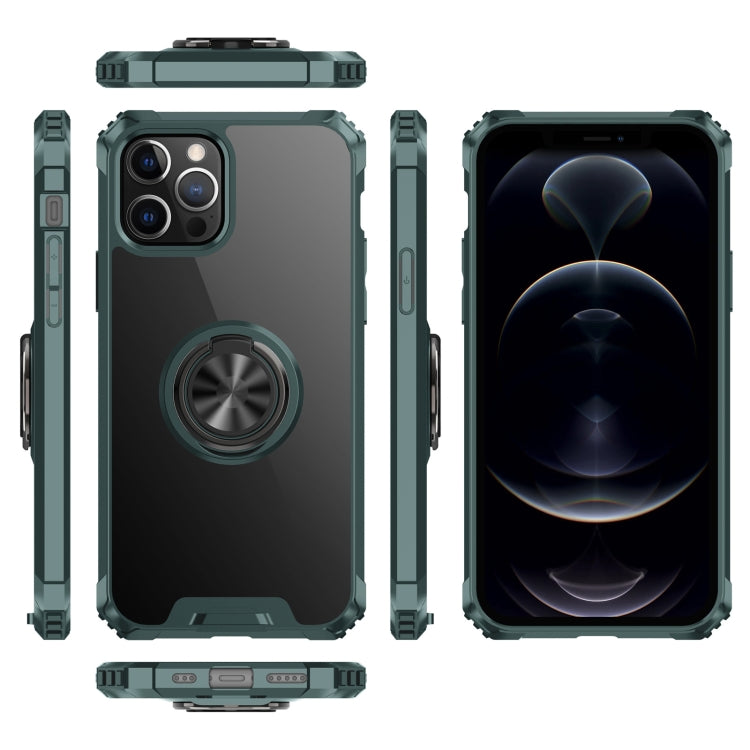 For iPhone 12 Pro Max Armor Ring PC + TPU Magnetic Shockproof Protective Case