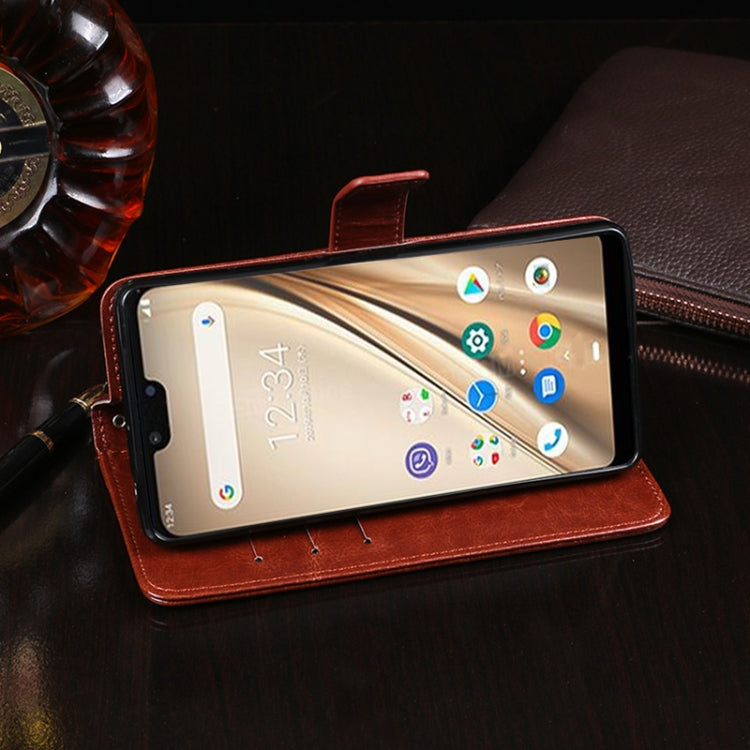 For Fujitsu Arrows RX idewei Crazy Horse Texture Horizontal Flip Leather Case with Holder & Card Slots & Wallet