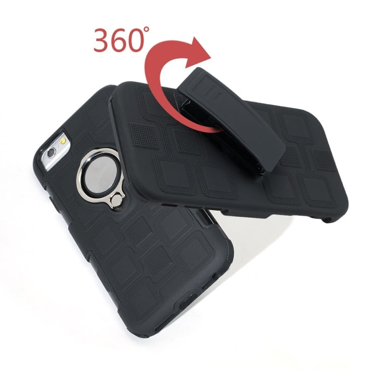 For iPhone 6 / 7 / 8 3 In 1 Cube PC + TPU Protective Case with 360 Degrees Rotate Silver Ring Holder