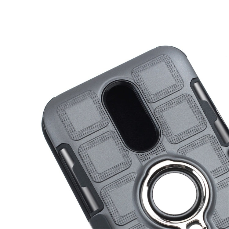 For LG K4 (2017) EU Version 3 In 1 Cube PC + TPU Protective Case with 360 Degrees Rotate Silver Ring Holder