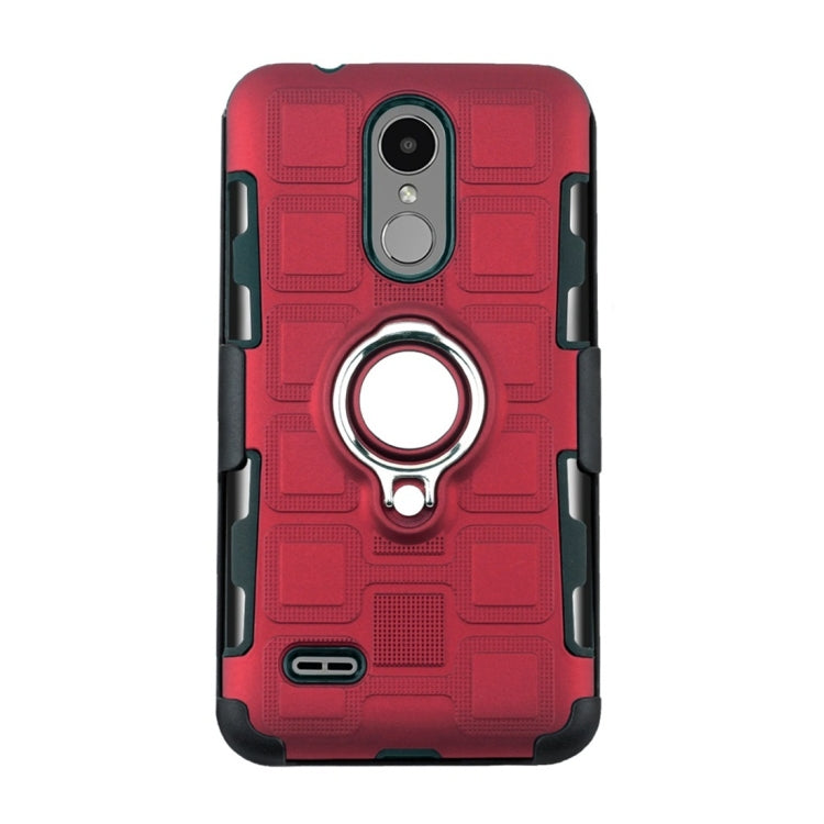 For LG K4 (2017) EU Version 3 In 1 Cube PC + TPU Protective Case with 360 Degrees Rotate Silver Ring Holder