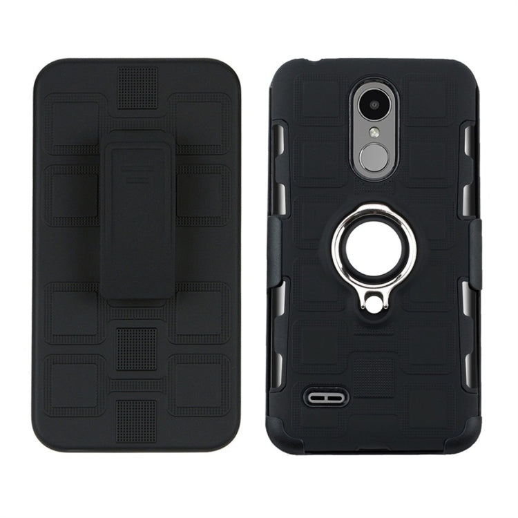 For LG K8 (2017) EU Version 3 In 1 Cube PC + TPU Protective Case with 360 Degrees Rotate Silver Ring Holder
