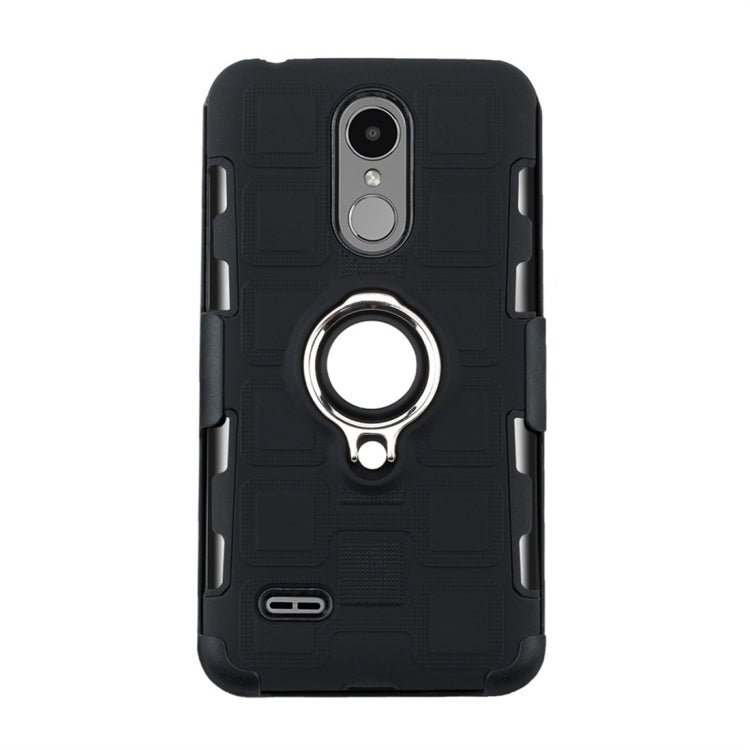 For LG K8 (2017) EU Version 3 In 1 Cube PC + TPU Protective Case with 360 Degrees Rotate Silver Ring Holder