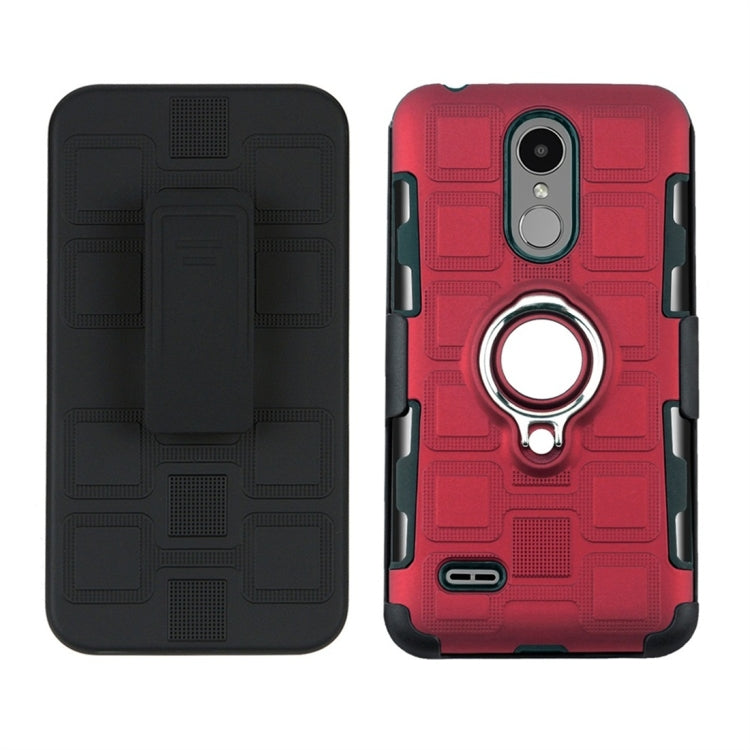 For LG K8 (2017) EU Version 3 In 1 Cube PC + TPU Protective Case with 360 Degrees Rotate Silver Ring Holder