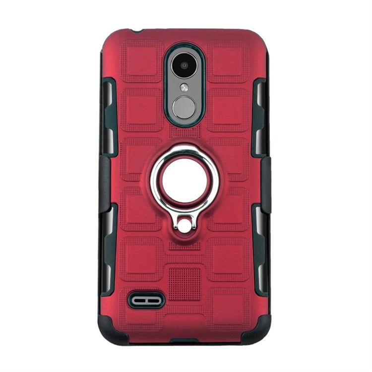 For LG K8 (2017) EU Version 3 In 1 Cube PC + TPU Protective Case with 360 Degrees Rotate Silver Ring Holder